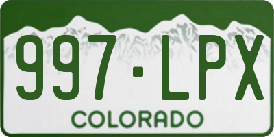 CO license plate 997LPX
