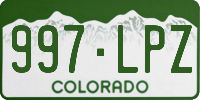 CO license plate 997LPZ