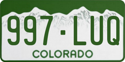 CO license plate 997LUQ
