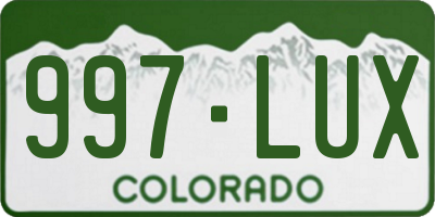 CO license plate 997LUX