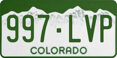 CO license plate 997LVP