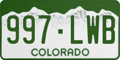 CO license plate 997LWB