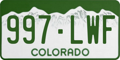 CO license plate 997LWF