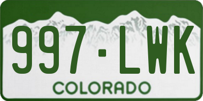 CO license plate 997LWK