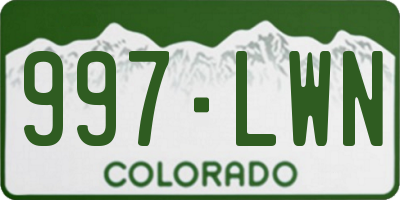 CO license plate 997LWN