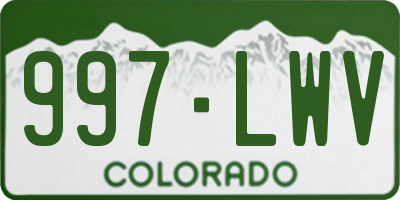 CO license plate 997LWV