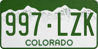 CO license plate 997LZK