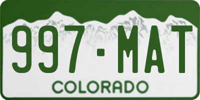 CO license plate 997MAT