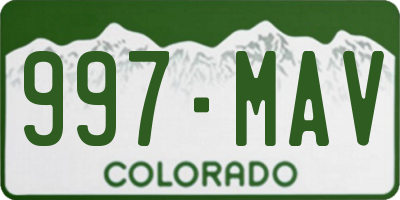 CO license plate 997MAV