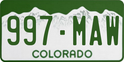 CO license plate 997MAW