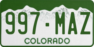 CO license plate 997MAZ