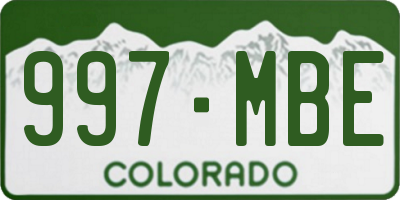 CO license plate 997MBE
