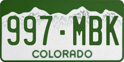 CO license plate 997MBK