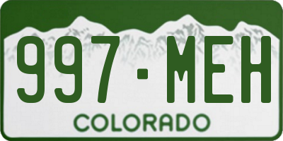 CO license plate 997MEH
