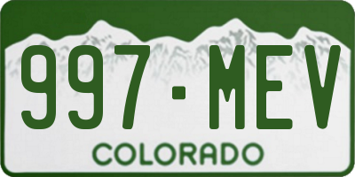 CO license plate 997MEV