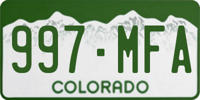 CO license plate 997MFA