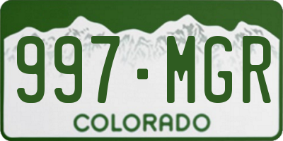 CO license plate 997MGR