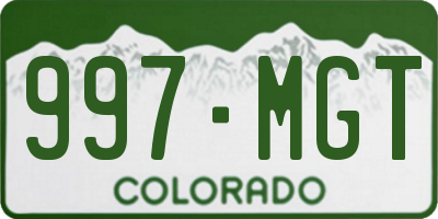 CO license plate 997MGT