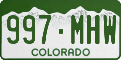 CO license plate 997MHW