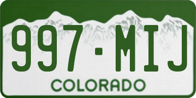 CO license plate 997MIJ