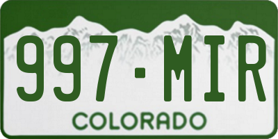 CO license plate 997MIR