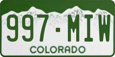 CO license plate 997MIW