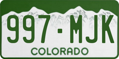 CO license plate 997MJK