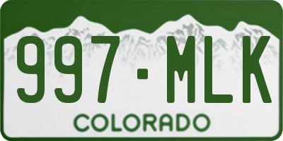 CO license plate 997MLK
