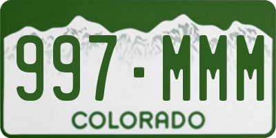 CO license plate 997MMM