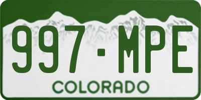 CO license plate 997MPE