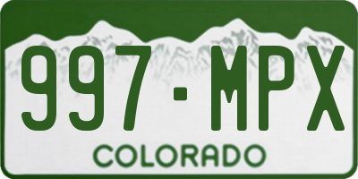 CO license plate 997MPX
