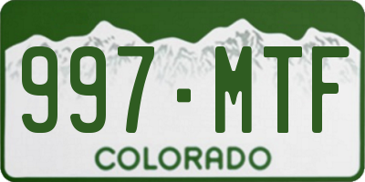 CO license plate 997MTF