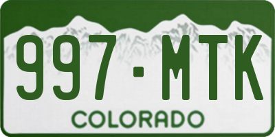 CO license plate 997MTK