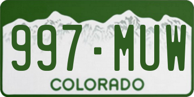 CO license plate 997MUW