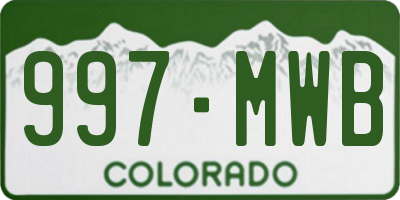 CO license plate 997MWB