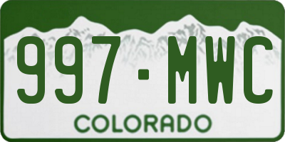 CO license plate 997MWC