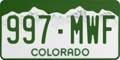 CO license plate 997MWF