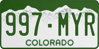 CO license plate 997MYR
