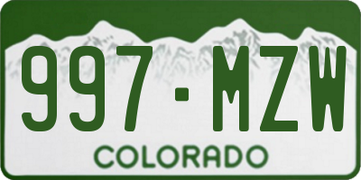 CO license plate 997MZW