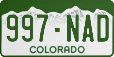 CO license plate 997NAD