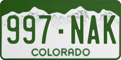 CO license plate 997NAK