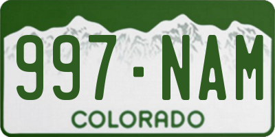 CO license plate 997NAM