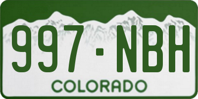 CO license plate 997NBH