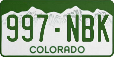 CO license plate 997NBK