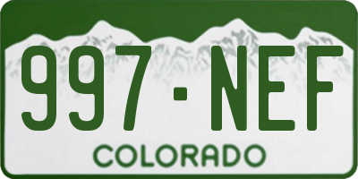 CO license plate 997NEF