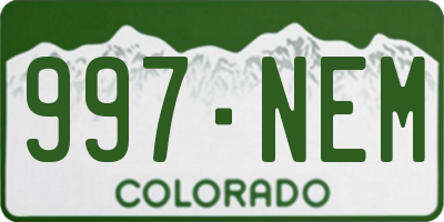 CO license plate 997NEM