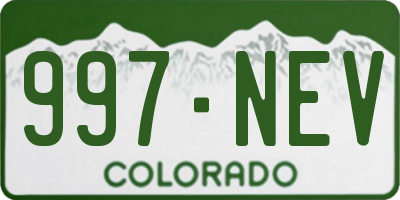 CO license plate 997NEV