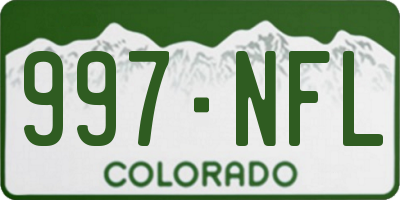 CO license plate 997NFL