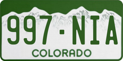 CO license plate 997NIA