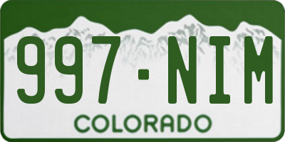 CO license plate 997NIM